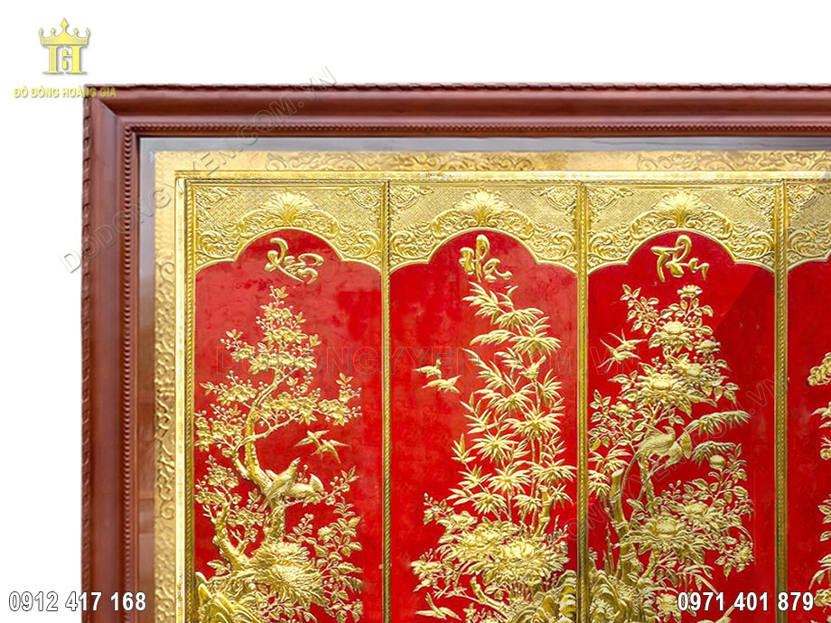 tranh tứ qu&yacute; mạ v&agrave;ng